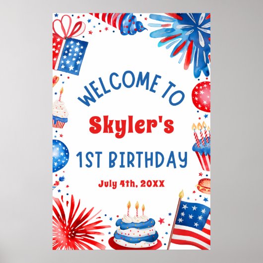 7月4日愛国第1回パーティー歓迎サイン ポスター (正面)