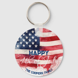 7月4日愛国米国国旗カスタムHappy 4 キーホルダー