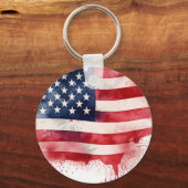 7月4日愛国米国国旗カスタムHappy 4 キーホルダー (裏面)