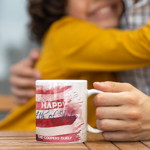 7月4日愛国米国国旗カスタムHappy 4 コーヒーマグカップ