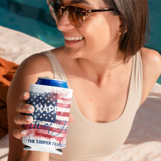7月4日愛国米国国旗カスタムHappy 4 缶クーラー