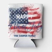 7月4日愛国米国国旗カスタムHappy 4 缶クーラー (正面)