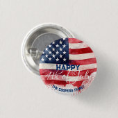 7月4日愛国米国国旗カスタムHappy 4 缶バッジ (正面&裏面)