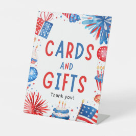 7月4日愛国花火サマーカード&ギフト 台座サイン