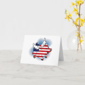 7月4日愛国豚飛んでいる独立記念日カード カード (黄色い花)