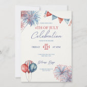 7月4日招待状テンプレートお祝い 招待状 (正面)