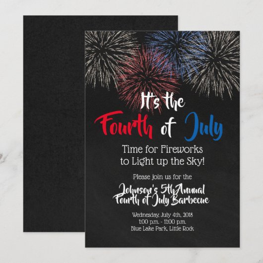 7月4日招待状花火 招待状 (正面/裏面)
