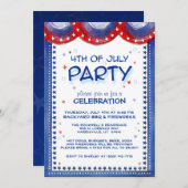 7月4日招待状赤白青スター縁ど 招待状 (正面/裏面)