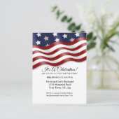 7月4日招待状赤白青国旗なびく インビテーションポストカード (スタンド正面)