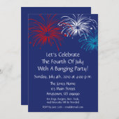 7月4日招待状（スターSpangle Fireworks） 招待状 (正面/裏面)