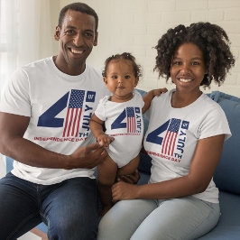 7月4日文字デザイン紅白 Tシャツ