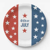 7月4日文字赤・白・青（星あり） ペーパープレート (正面)
