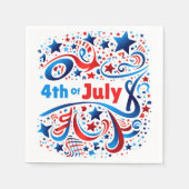 7月4日文字&スターズ愛国的お祝い スタンダードカクテルナプキン (正面)