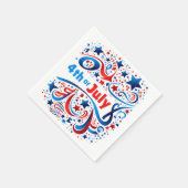 7月4日文字&スターズ愛国的お祝い スタンダードカクテルナプキン (角)