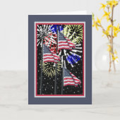 7月4日旗と花火とカード カード (黄色い花)