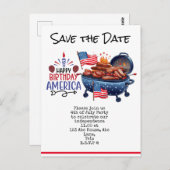 7月4日日付の保存Independence Dayパーティー ポストカード (正面/裏面)