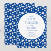 7月4日星とドット・ブルー・グレー 招待状 (正面/裏面)
