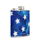 7月4日星の青い絞り染めのパターンをパーソナライズ フラスク (右)