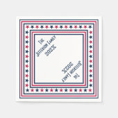 7月4日星・ストライプ名前をカスタムする年 スタンダードカクテルナプキン (正面)