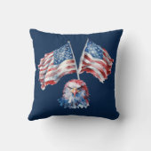 7月4日水彩ファミリー名パーソナライズされた クッション (裏面)