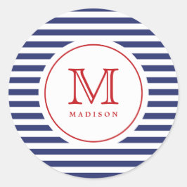 7月4日海軍のモノグラムストライプパーティーシール ラウンドシール