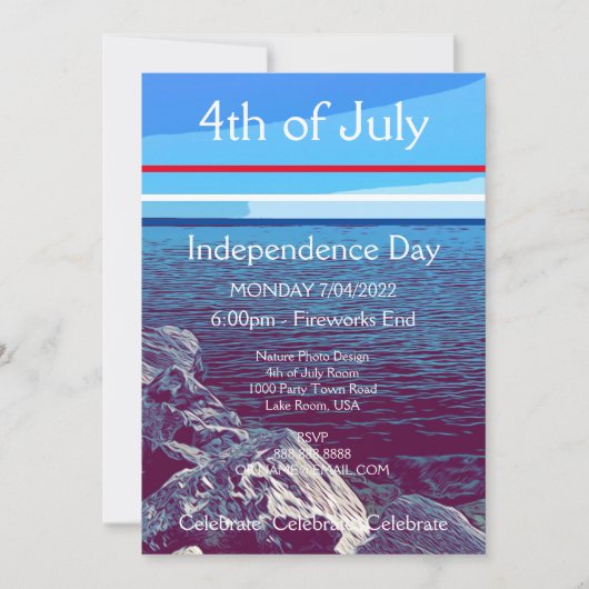 7月4日湖写真招待状 招待状 (正面)