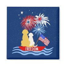 7月4日犬と花火マグネット