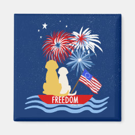 7月4日犬と花火マグネット マグネット