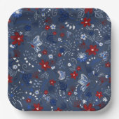 7月4日独立愛国心赤白青 ペーパープレート (正面)