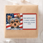 7月4日独立日愛国的ヨークシャーテリア ラベル (インサイチュ)