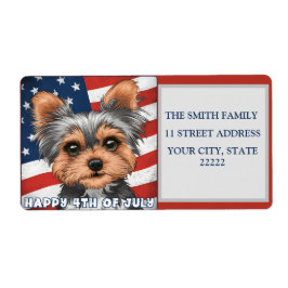 7月4日独立日愛国的ヨークシャーテリア ラベル