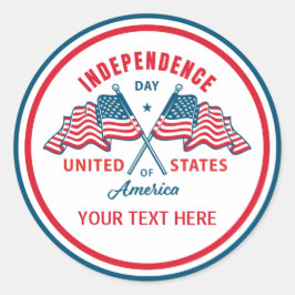 7月4日独立日米国国旗 ラウンドシール