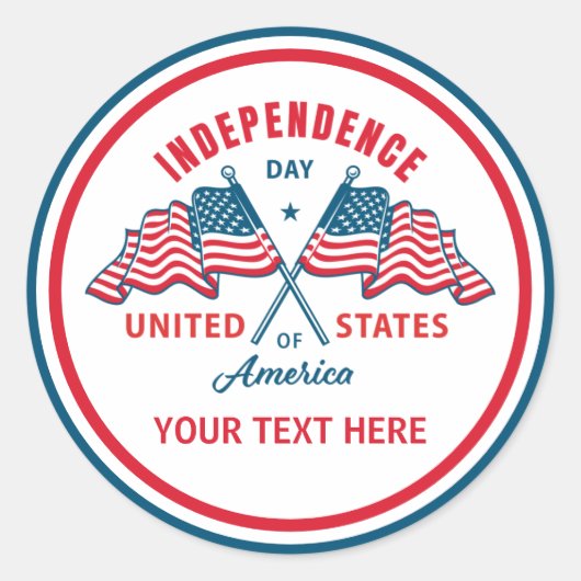 7月4日独立日米国国旗 ラウンドシール (正面)