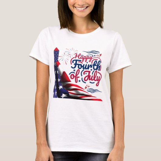 7月4日独立記念日おめでとう Tシャツ (正面)