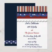 7月4日独立記念日パーティーの招待状 招待状 (正面/裏面)