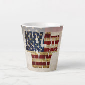 7月4日独立記念日ヴィンテージ国旗のデザイン カフェラテマグ (正面)