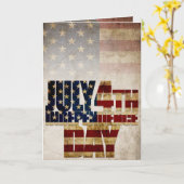 7月4日独立記念日ヴィンテージ国旗のデザイン カード (黄色い花)