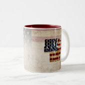 7月4日独立記念日ヴィンテージ国旗のデザイン ツートーンマグカップ (正面右)