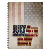 7月4日独立記念日ヴィンテージ国旗のデザイン ノートブック (正面)