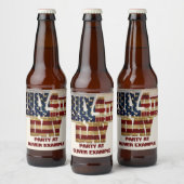 7月4日独立記念日ヴィンテージ国旗のデザイン ビールラベル (ボトル)