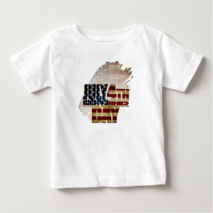 7月4日独立記念日ヴィンテージ国旗のデザイン ベビーTシャツ