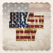 7月4日独立記念日ヴィンテージ国旗のデザイン ペーパーコースター (正面)