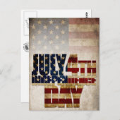 7月4日独立記念日ヴィンテージ国旗のデザイン ポストカード (正面/裏面)