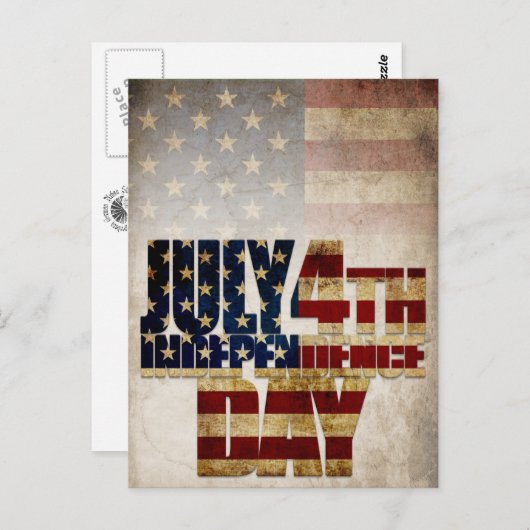 7月4日独立記念日ヴィンテージ国旗のデザイン ポストカード (正面/裏面)