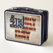 7月4日独立記念日ヴィンテージ国旗のデザイン メタルランチボックス (裏面)