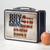 7月4日独立記念日ヴィンテージ国旗のデザイン メタルランチボックス (インサイチュ)