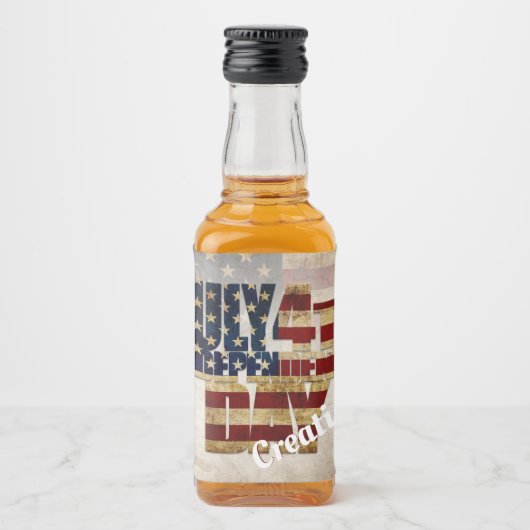 7月4日独立記念日ヴィンテージ国旗のデザイン リキュールボトルラベル (正面)