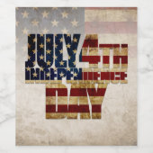 7月4日独立記念日ヴィンテージ国旗のデザイン ワインラベル (シングルラベル)