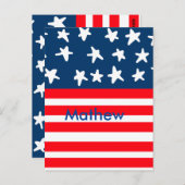 7月4日独立記念日名前テキスト米国旗 ポストカード (正面/裏面)