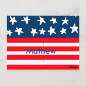 7月4日独立記念日名前テキスト米国旗 ポストカード (裏面)